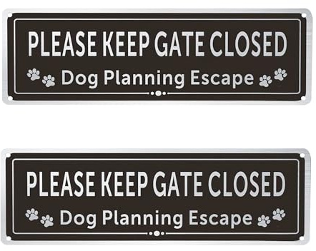 2 PCS Beware of the Dogs Sign Outdoor Gate Brand, Brushed Aluminum Material Gate Signs for Outside, Shut the Gate Sign Rust-proof and UV-resistant, Weatherproof, Suitable for Outdoor Doors