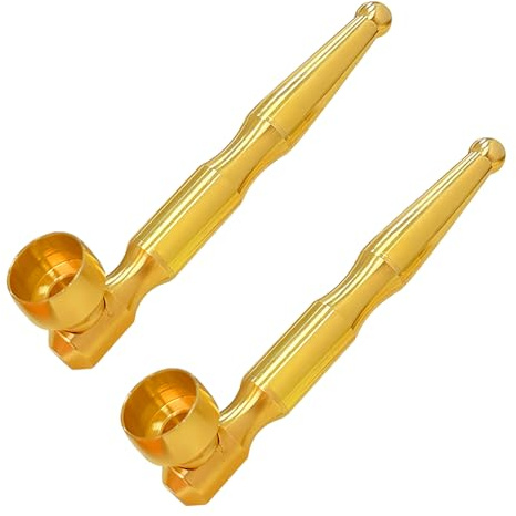 2-Pack Brass Smoking Pipe Set – Detachable, Easy to Clean, 10cm Long – Elegant Gift for Men, Fathers, Husbands & Friends