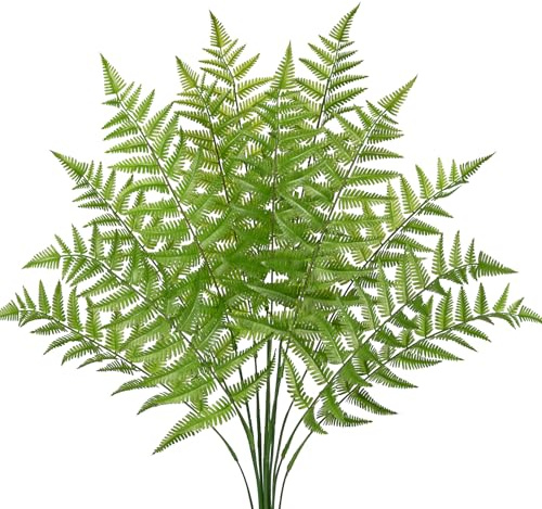 Briful Set of 12 Artificial Boston Fern Stems Fake Plants - 24.4 Faux Ferns Branches Artificial Boston Fern Plant for Vase, Floral Arrangement, Living Room, Office, Home Decor