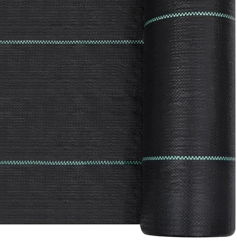 Pellicola per erbacce di colore nero, 2 x 150 m, in polipropilene di alta qualità, 100% polipropilene, durevole ed ecologico, ideale per giardino e garage