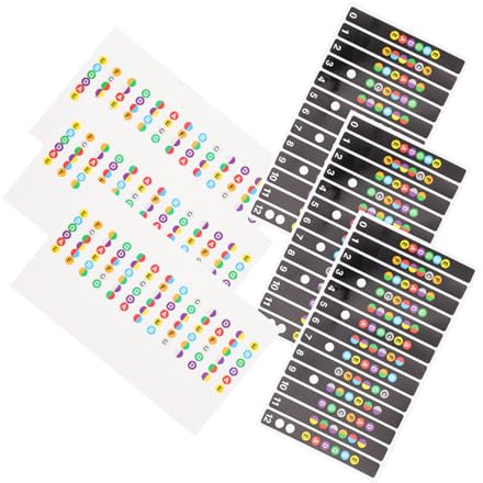 TOYANDONA 6 Stück Gitarren Noten Aufkleber für Griffbrett Assistent für Lernskalen PVC Sticker zum Beschriften Leicht Ablösbar für Anfänger