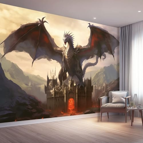 Papel pintado Estilo Retro De Dibujos Animados, 350 x 256 cm Marrón Claro Papel tapiz fotográfico personalizado no tejido para sala de estar y habitación infantil