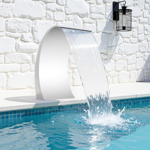 Fyssnn Pool Brunnen Schwalldusche, 304 Edelstahl Wasserfall Spillway, für Garten Teich Schwimmbad, Bachlauf Poolfontäne Springbrunnen Wasserspiel Dekoration (60x30cm)