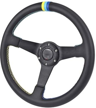 Volante Universal Volante Competición Universal 14 Pulgadas Grosor +5mm Terciopelo Mate Compatible Con Múltiples Modelos De Coches Antideslizante(Leather)