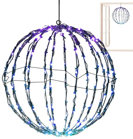 Weihnachtskugeln mit LED-Beleuchtung, groß, mit Metallrahmen, zusammenklappbar, für, Terrasse, Innen- und Außenbereich, Dekoration für den Innen- und Außenbereich