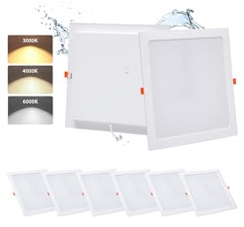 6x Faretti LED da Incasso per Cartongesso Quadrato 36W 3CCT Foro 253-263mm | Grebeam Faretti LED Soffitto 30cm, IP44 5000LM, Bianco Caldo 3000K/Bianco Neutro 4000K/Bianco Freddo 6000K, per Bagno