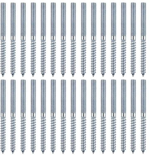 30 Stück Stockschraube M6x80 mm, Torx Stockschrauben TX15 Doppelgewindeschrauben Stockschraube M6 für Holzschrauben, Möbelbeine, Metallbüge