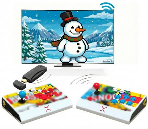 Maquina Arcade Inalambrica. Consola Arcade Que Incluye 6 Botones por Jugador, 2 joysticks Estilo Posibilidad de añadir Juegos Guardado de Partida (Snow)