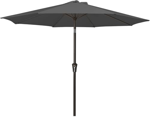 Palawano Sombrilla de Jardín con Inclinación Ajustable y Manivela, Parasol Exterior con Protección UPF50+ para Terraza, Patio, Piscina y Playa (Gris, 2.7M)
