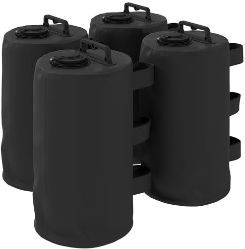 Outsunny Set di 4 Sacchi Pesi per Gazebo, Borse per Pesi con Maniglie e Cinghie a Strappo per Tenda da Giardino, Ombrellone, Nero