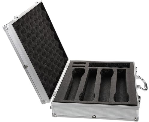 Abaodam Mikrofonkoffer mit Griff aus Aluminiumlegierung für 4 Kabellose Mikrofone und Stoßfestem Schaumstoff Tragbare Aufbewahrung für und Schutz