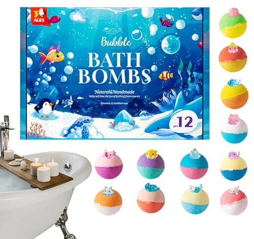 Bombe Da Bagno Con Sorpresas Per Bambine, Set 12 Pezzi Palle Effervescenti Con Giocattolo Dentro, Regalo Compleanno Per Ragazze, Schiuma Colorata Per Vasca