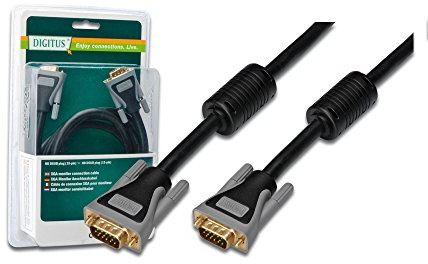 Digitus Cavo di Collegamento Monitor HQ VGA Maschio a Maschio, 1,8 m