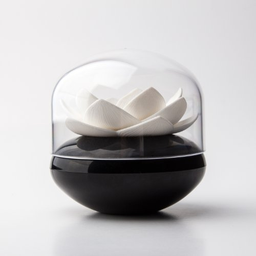Qualy QL10157B-W Wattestäbchen Aufbewahrung Lotus Cotton Bud Holder, schwarz/weiß