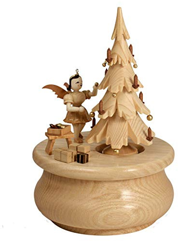Handwerkskunst / Handarbeit aus dem Erzgebirge Engel-Spieluhr Weihnachtstraum FA. Blank Natur