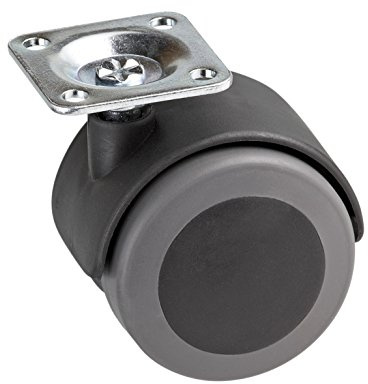 Metafranc Doppelrolle Ø 50 mm - 38 x 38 mm Platte - TPR-Rad - Weiche Lauffläche - Gleitlager - 50 kg Tragkraft / Transportrolle / Möbelrolle / Containerrolle / Parkettrolle / 800310 grau | Weiche Lauffläche – Gleitlager – 50 kg Tragkraft – Transportrolle – Möbelrolle – Containerrolle – Parkettrolle