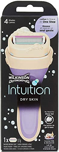 Wilkinson Sword Rasierer Intuition Trockene Haut - 119 g, 4 Klingen, Ergonomisch, Schwarz oder Weiß, Damen