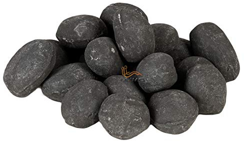 LILIMO Keramiksteine Schwarz | Feuerstelle 24-teilig | Elektrokamin Bioethanol-Brenner Dekoration | Tisch Deko Pflanzen Schale | Hitzeresistent