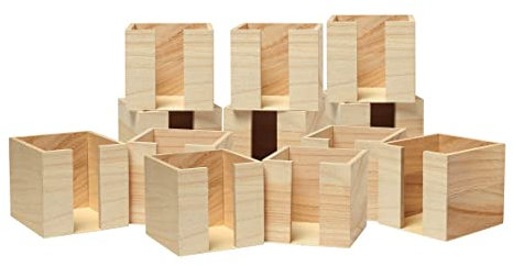 VBS Großhandelpackung 12er-Pack Notizzettel-Halter aus Holz 10,5x10,5x10cm