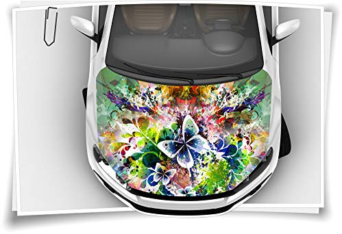 Medianlux Flora Blumen Schmetterling Bunt Motorhaube Auto-Aufkleber Steinschlag-Schutz-Folie Airbrush Tuning Car-Wrapping Luftkanalfolie Digitaldruck Folierung