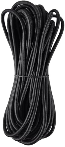Joneaz Bungee Shock Cord, 1/4 Diameter 50ft Length Elastic Rope String for Kayak, Black Color,Real Rubber and UV Resistant