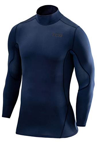 TCA SuperThermal Maglia Termica Collo Alto per Uomo a Compressione con Maniche Lunghe - Blu Scuro, XL Uomo