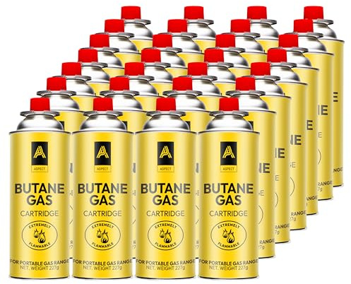 Aspect Camping Gas, Canisters for Camping Stove, Butane Gas Perfect Suitable for Portable Stove, BBQ, Gas Heaters, Blow Torches Safe and Secure Bottle (Pack of 28)