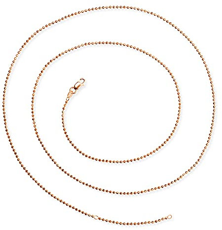 Drachenfels Feine facettierte Kugelkette aus Sterlingsilber rotgoldplattiert mit Karabinerverschluss in der Länge 42 + 45 cm/Halskette aus 925 Echtsilber für Damen/D KKF 51/RG
