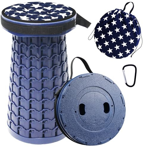 ALEVMOOM Taburetes telescópicos portátiles Plegables con cojín, Taburete Plegable retráctil, Asiento Ligero con Capacidad de Carga de 450 Libras para Camping, Senderismo, Pesca, Cola