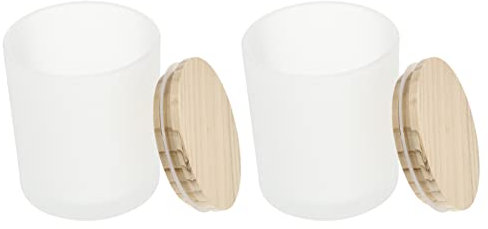 MILISTEN Glas-Kerzenbecher mit Deckel, leere Kerzen-Wachs-Gläser, Soja-Duftkerzen, Tasse für Kerzen, Weiß, 2 Stück