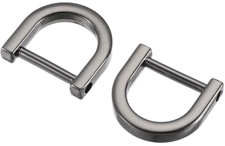 sourcing map 15mm (0,59) U Forme Fer Cheval Anneaux en D Zinc Alliage Visser Boucle pour Bricolage Artisanat Noir 4pcs