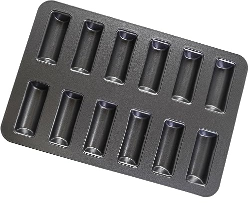 Elesinsoz 12 Cup Financier Cake Baking Pan Mini Banana Bread Loaf Cream Canoe Granola Bar Cornbread Nonstick Small Muffin Cupcake Madeleine Cookie Tin Tray Mold