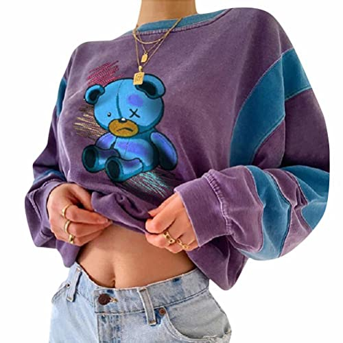 Tomwell Damen Schmetterling Pulli Sweatshirts Hoodie Sport Langarm Kapuzenpullover Mode Bequem Casual Pulli Mit Kordel Und Taschen A Blau M