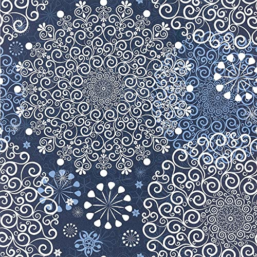 ReWallpaper Carta Adesiva per Mobili Blu Navy Carta da Parati Adesiva Muro Mandala Pellicola Adesiva per Mobili Fantasia Blu Scuro Bianca Vintage Carta da Parati Decorativa Autoadesiva Bagno 44.5CM×3M
