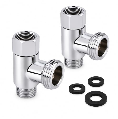 Tsinghwang 2PACK 3-Way Tee Adapter, 3/8 x 3/8 x G1/2 Male, Brass Add-A-Tee Valve with Chrome Finish, Angle Stop Water Line Connector for Bidet, Faucet, Toilet, Dishwasher