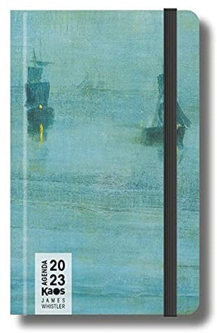 Kaos James Abbott Mc Neil Whistler Night the Solent 2023 12 Monate wöchentlich 21 x 13 cm mit Gummiband + Geschenk Stift und Lesezeichen