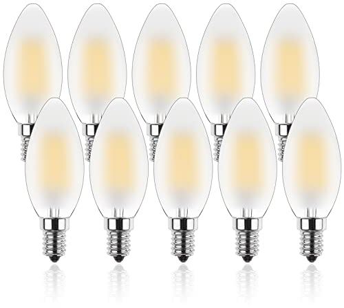 ProCrus E14 LED Dimmerabile a Forma di Candela 4W,Lampadine a Candela a LED Vintage Bianco Caldo 2700K,Sostituisce 40W,per Lampadari,Confezione da 10