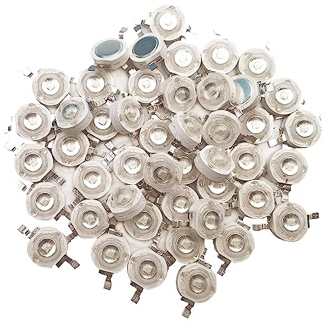 Vrabocry 50-pcs High Power LED Chip an Bord 3W Blau 460-465nm (400mA-700mA und DC 3V-3.4V Abschnitt 3 Watt) SMD COB Licht Emitter Komponenten Diode 3 W Lampe Perlen DIY Beleuchtung