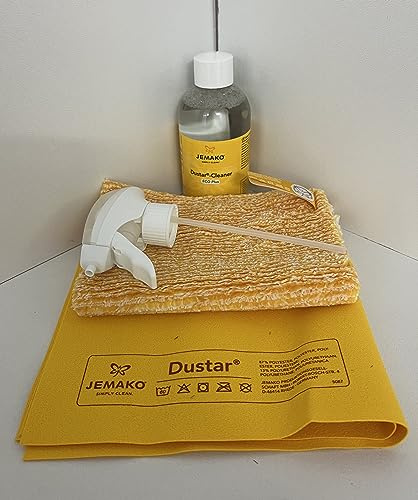 Jemako Dustar Cleaner 250 ml incl, Schaumpumpe + DuoTuch gelb + Dustar Tuch