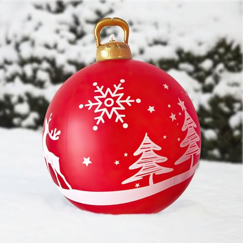KATELUO Bola de Navidad Inflable,Bolas Navidad Gigantes,Bolas de Navidad Gigantes para Jardin,Adecuado para Decoración de Fiestas, Decoración del Hogar y Decoración de Jardines al Aire Libre
