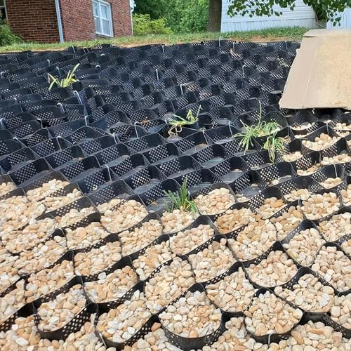 ELzEy Ground Grating For Gravel Stabilization Of Steep Slopes/embankments, Geogrid/peat Gravel Support Grating, For Stone/soil/sand (Size : 10m x 6m (33ft x19.5ft))