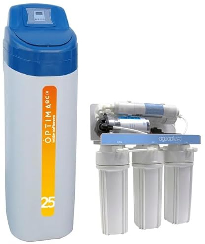 Suinga Descalcificador 25L + Ósmosis 5 etapas | Agua sin cal | Hasta 8 personas | Fácil instalación | Alto rendimiento | Con grifo y accesorios incluidos |