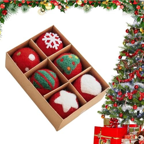 Fukamou 6 Weihnachten Wolle Filz Ball Anhänger Weihnachtsbaum Hängen Wolle Ball Urlaub Dekoration