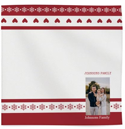 Wanapix | Stoff Weihnachten Serviette Personalisiert mit Foto und Text | Weihnachtsdekoration | Waschmaschinengeeignet | 45x45cm | Weiße Weihnachten