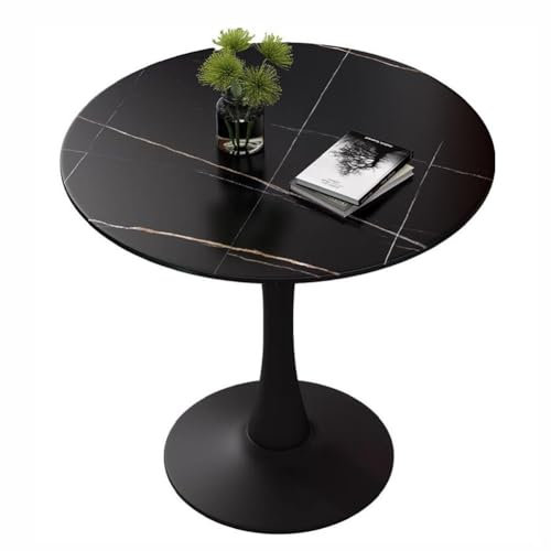 JHAISMAO 4-Sitzer Runden Zeitgenössisch Essen Felsplatte Oben Und Metallbasis Tulpe Küche Wohnzimmer Esszimmer Tisch(Size:80cm)