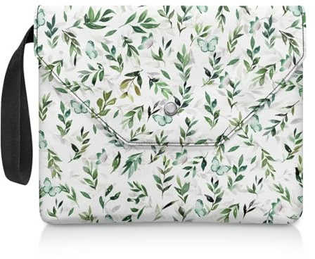 NETILGEN Buchumschläge für Buchliebhaber, Buchhülle mit extra Hülle, Taschenbuch, Sox, Buchtasche, Lehrbuchhüllen, Geschenk für Studenten, Lehrer, grünes Schmetterlingsblatt