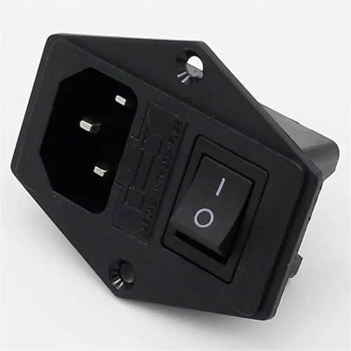 Steckdose mit Wippschalter, Wechselstrom-Steckdose, 3-polige Steckdose mit Sicherungshalter-Anschluss, 5 Stück (Color : Black)