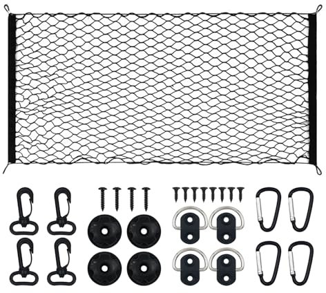 Trunk Storage Net Bag 110x 60CM cm Elastic Storage Net Campervan Storage Storage Net Car Storage Mesh Car Storage Net Bag Cargo Nylon Net For Car Caravan Motorhome Boat Truck Bed or Trunk (H02)