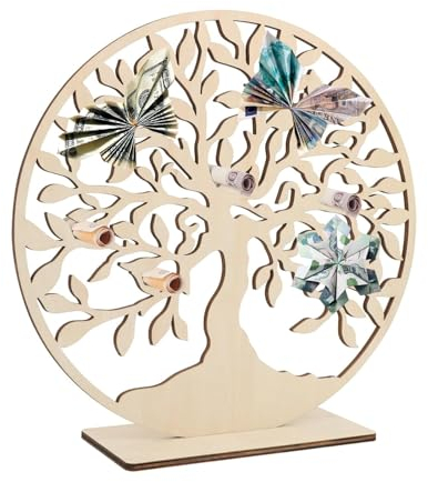 MisFun Geldbaum Geschenk Aus Holz, Lebensbaum Deko, Geldbaum Hochzeit Geldbaum Geschenk, Geldgeschenke Geburtstag, Hochzeitsgeschenke, Geldgeschenke Verpackung für Männer Frauen Brautpaar