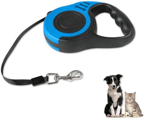 LONGPING Ausziehbare Hundeleine, Ausziehbare Leine Mit Rutschfestem Griff for Hunde Bis 15 Kg, Robustes Nylonband, for Haustiere, Kleine Und Mittelgroße Hunde Dog Leash(Blue,3m)